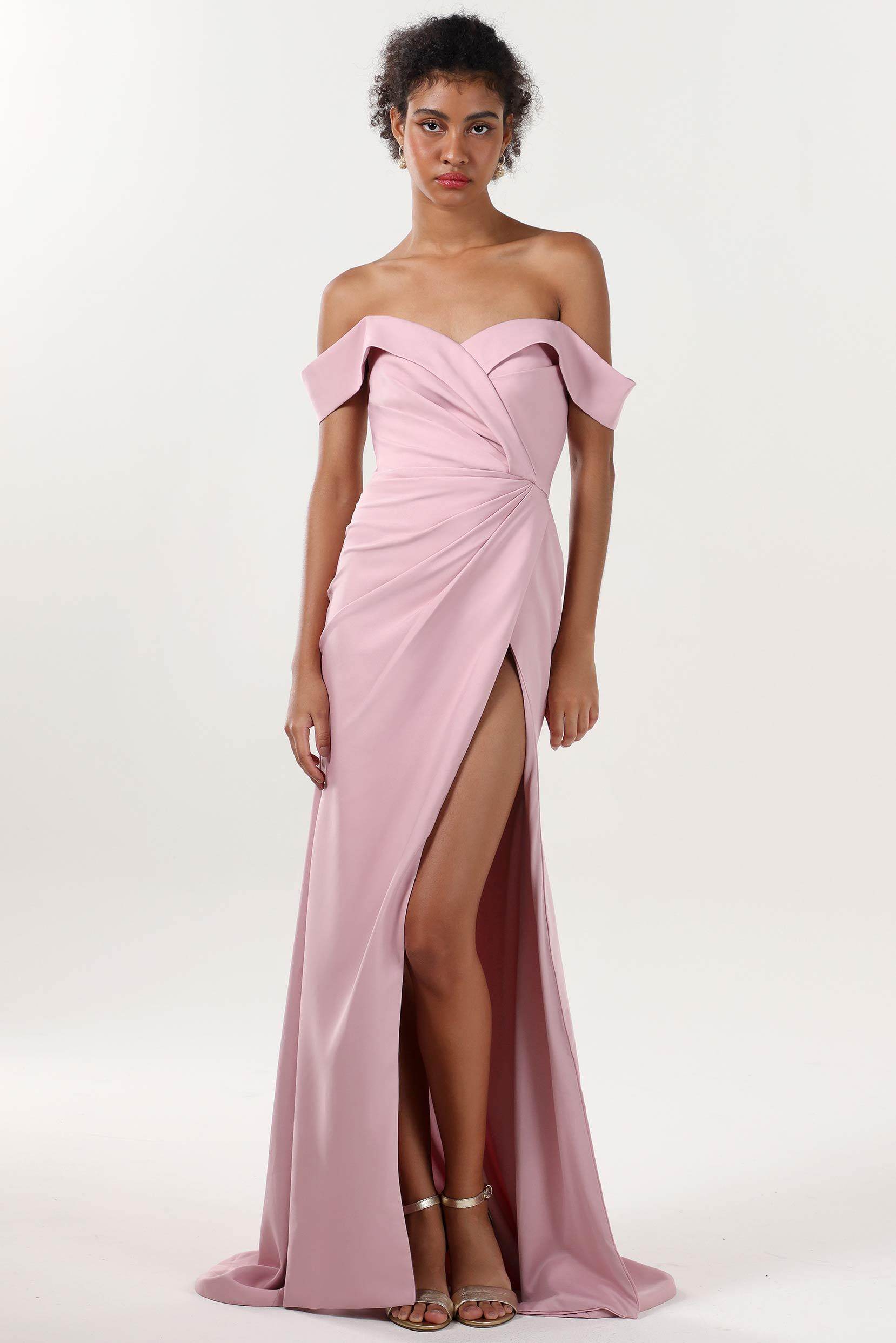 Sheath-Column Sweep-Brush Train Stretch Crepe Formal Dress CS0595 - COCOMELODY